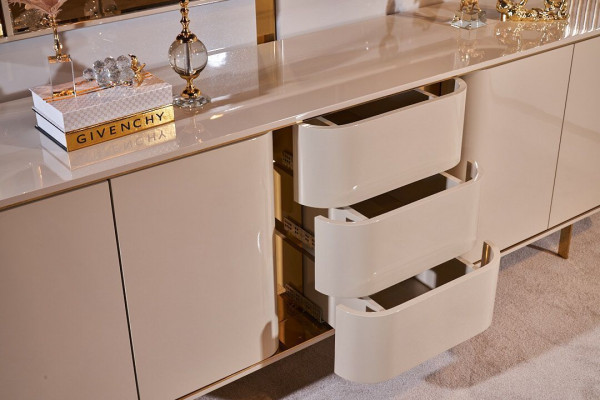Obývací pokoj Skříň zrcadlo Materiál Dřevo s kovem Styl Moderní Beige.