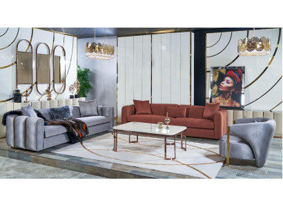 Sofá 3+3+1 sedadlo stůl set pohovka polštář rohová sedací souprava 4 ks. set