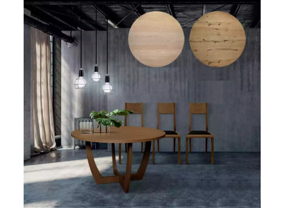 Kulatý jídelní stůl z dřeva kuchyňský stůl nový moderní styl hnědý 140cm.