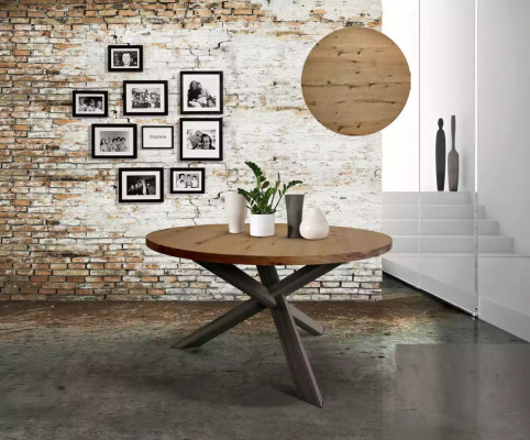 Jídelna Kulatý jídelní stůl Dřevo kulatý stůl v moderním stylu hnědý 140cm
