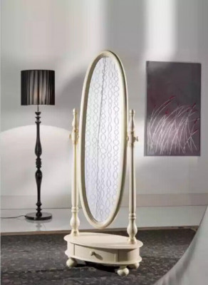 Klasické obývací místnosti velké podlahové zrcadlo béžový dřevěný rám design Nové