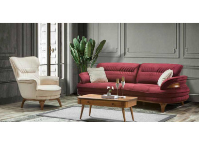 Sofa 3 místný + stolička obývacího pokoje Pohovka Pohovky Křesla Luxusní látkový nábytek