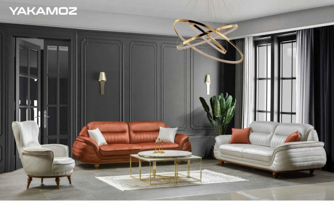 Pohovka 3místná + stolička obývacího pokoje Pohovky křesla Tkanina Nábytek Luxus