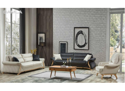 Návrhová sestava sedací soupravy - gauč, křeslo, set - 3+3+1 kus, 3 dílná sestava.