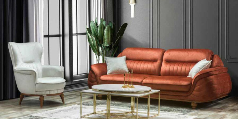 Sofa 3místná textilní nábytek třísedáky pohovky obývací pokoj Klasický styl