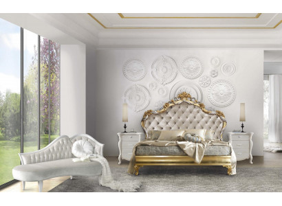 Ložnice Luxus Set 4 kusy: Postel + 2x Noční stolek + Chaiselongue Design Lehnoutsi