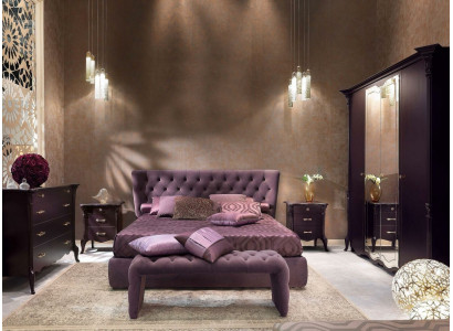 Postel Polstrovaný Design Luxus Dvojitá Hotelová Postel Ložnice Luxus Fialová