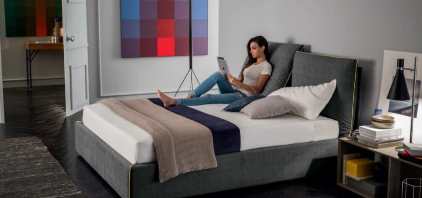 Luxus vycpávka sedací látková designová postel ložnice postele 180x200 cm textil hotel