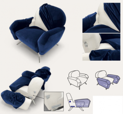 Design klubové křeslo do obývacího pokoje s relaxačními polstrováními a sedacími místy alfitalia
