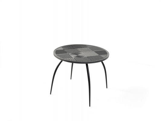 Originální černý kulatý konferenční stolek s vyřezávaným stolem