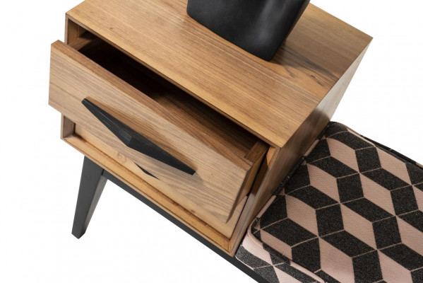 Sedačka Dřevěná lavice potah Sedačka Textilie Hnědá Dřevo Styl Luxus Designér Nový.
