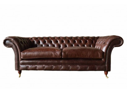 Sofa 3 sedačka Pohovka Polstrované sedačky Pohovky Obývací pokoj Chesterfield kůže