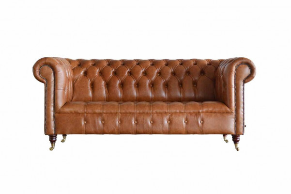 Chesterfield pohovka 3místná čalouněná pohovka pohovky gauče tříkrokový hnědý