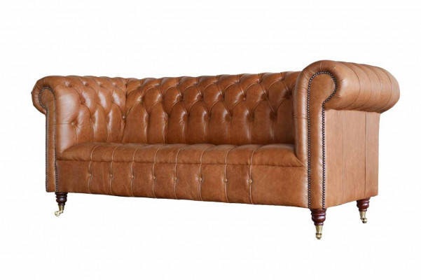 Chesterfield pohovka 3místná čalouněná pohovka pohovky gauče tříkrokový hnědý