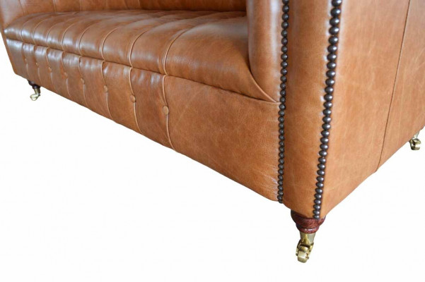Chesterfield pohovka 3místná čalouněná pohovka pohovky gauče tříkrokový hnědý