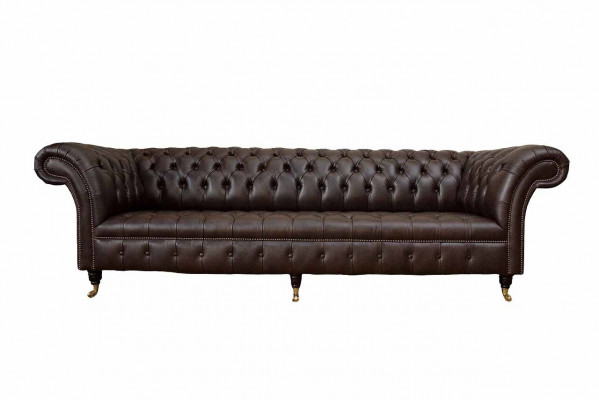 Sofa 4 Sedací Chesterfield Pohovka Luxus 245cm Kožená Pohovka Nábytek