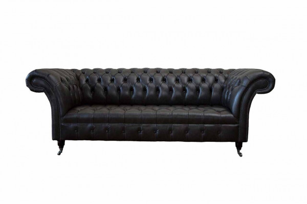 Chesterfield Design Luxusní čalouněná pohovka Moderní gauč Sedačka Kůže Nábytková pohovka