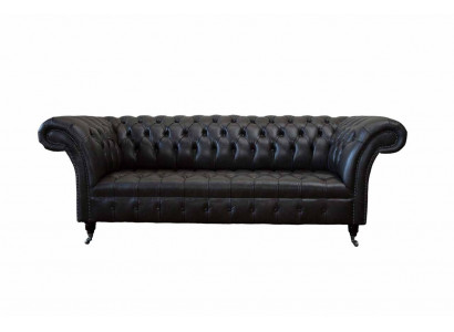 Chesterfield Design Luxusní čalouněná pohovka Moderní gauč Sedačka Kůže Nábytková pohovka