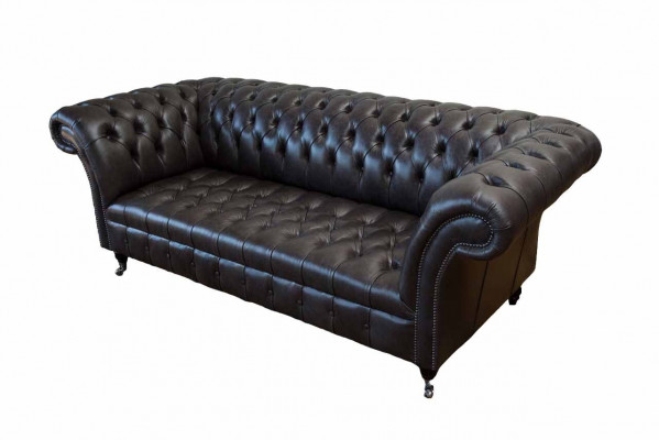 Chesterfield Design Luxusní čalouněná pohovka Moderní gauč Sedačka Kůže Nábytková pohovka