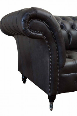 Chesterfield Design Luxusní čalouněná pohovka Moderní gauč Sedačka Kůže Nábytková pohovka