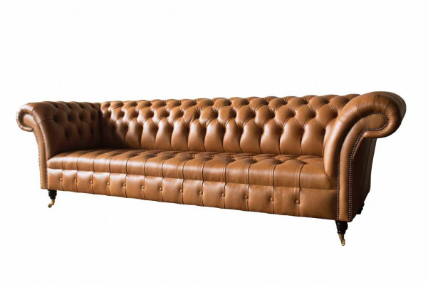 Kůží Chesterfield 4-sedačka, luxusní kůží potažené pohovky, čalouněné obývacího pokoje