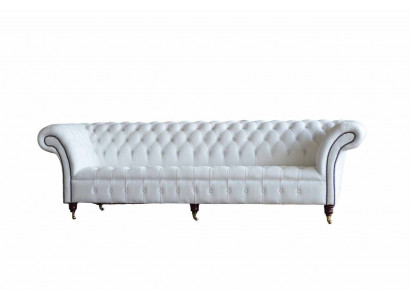Chesterfield pohovky design luxus bílá textilní pohovka čtyřmístná látka čtyřmístná.