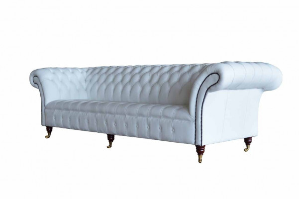 Chesterfield pohovky design luxus bílá textilní pohovka čtyřmístná látka čtyřmístná.