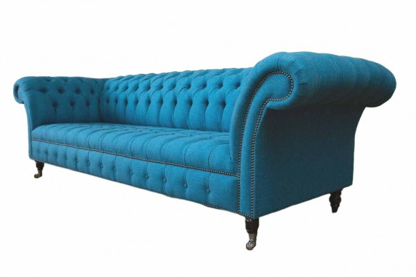 Chesterfield polstrové sedací soupravy Design Textil Sofa 4 Sitzer Sofa Luxus Design Blau