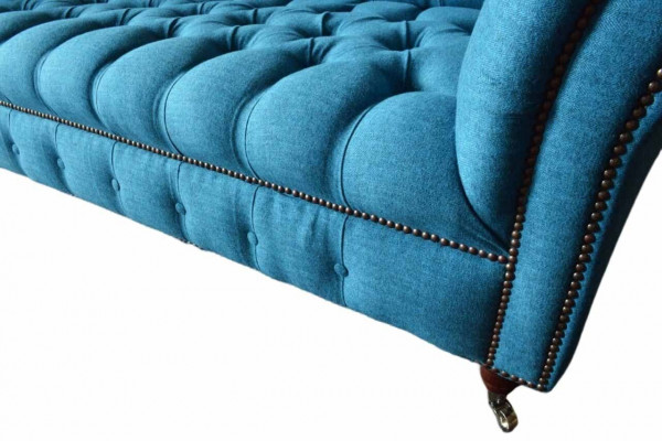 Chesterfield polstrové sedací soupravy Design Textil Sofa 4 Sitzer Sofa Luxus Design Blau