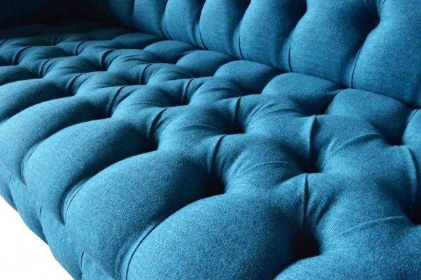 Chesterfield polstrové sedací soupravy Design Textil Sofa 4 Sitzer Sofa Luxus Design Blau
