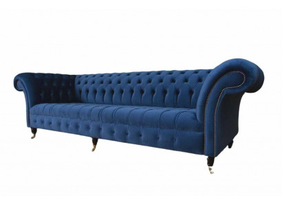 Chesterfield Velká Pohovka Pohovka Textil Samt Polstrování Pohovky 4 Místná Pohovka