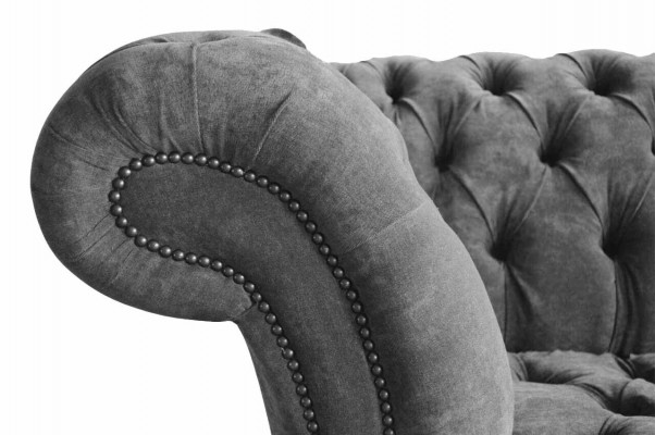 Chesterfield 3-místná pohovka s čalouněným sedadlem z textilní látky šedá pohovka sofa