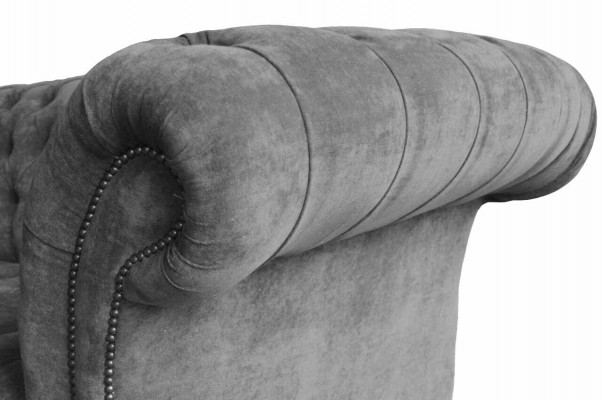Chesterfield 3-místná pohovka s čalouněným sedadlem z textilní látky šedá pohovka sofa