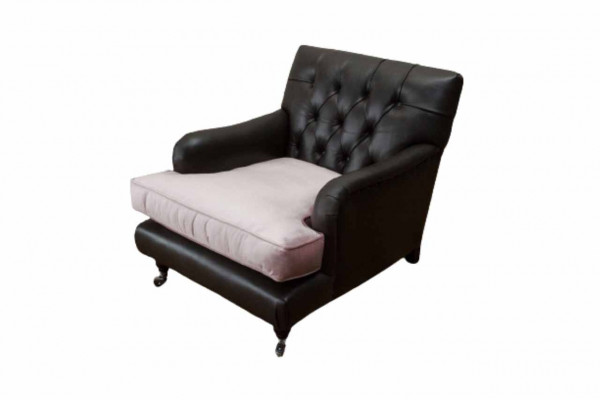 Křeslo Design Pohovka Relax Lounge Hnědá Potah Luxus Chesterfield Nový