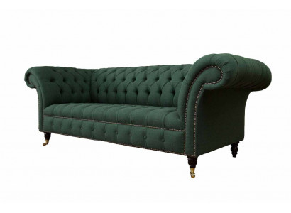 Třímístná pohovka textil zelená čalouněný nábytek Chesterfield pohovky gauče.