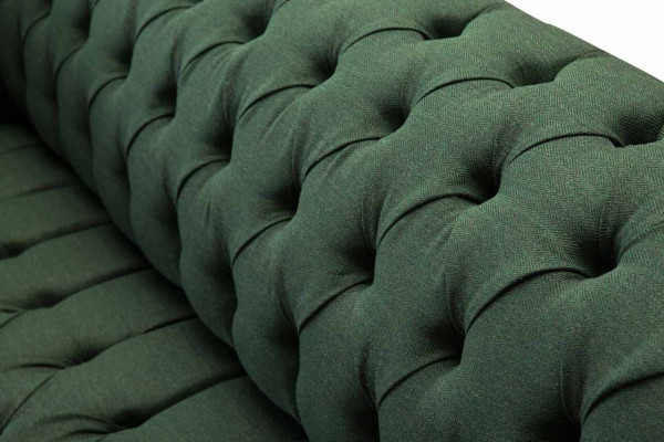 Třímístná pohovka textil zelená čalouněný nábytek Chesterfield pohovky gauče.