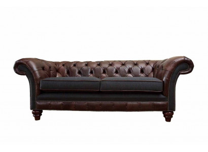 Hnědý Chesterfield anglický klasický styl Pohovka Rozkládací 3 Sedačka Potah 230cm.