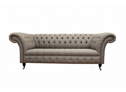 Beige Chesterfield anglický klasický styl pohovka sedačka 3 sedadla potah 230cm
