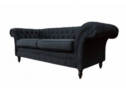 Chesterfield růžová nová třímístná látková designová pohovka s polstrováním, nová.
