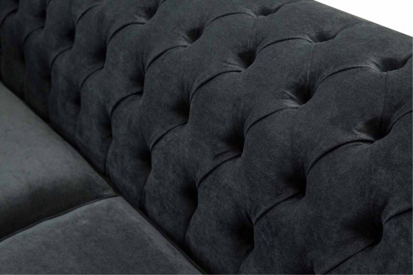 Chesterfield růžová nová třímístná látková designová pohovka s polstrováním, nová.