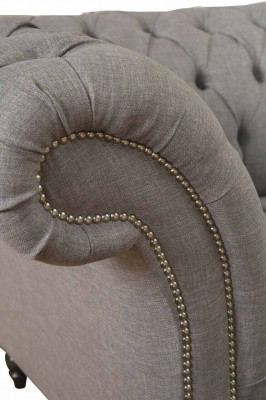 Chesterfield 3místný potahový gauč, pohovka, textilie, moderní styl, šedá.