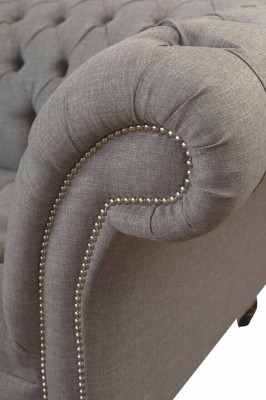 Chesterfield 3místný potahový gauč, pohovka, textilie, moderní styl, šedá.