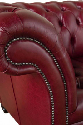Chesterfield 3místná kožená pohovka s čalouněním, luxusní hnědá pohovka 230 cm
