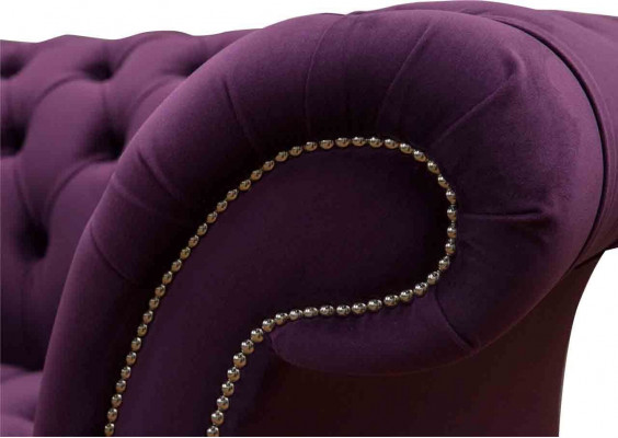 Fialová pohovka Chesterfield 3 místná Chesterfield designérská pohovka textilní látková