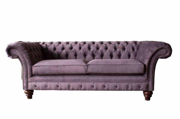 Chesterfield fialová pohovka 3místná obývací pokoj látková pohovka.