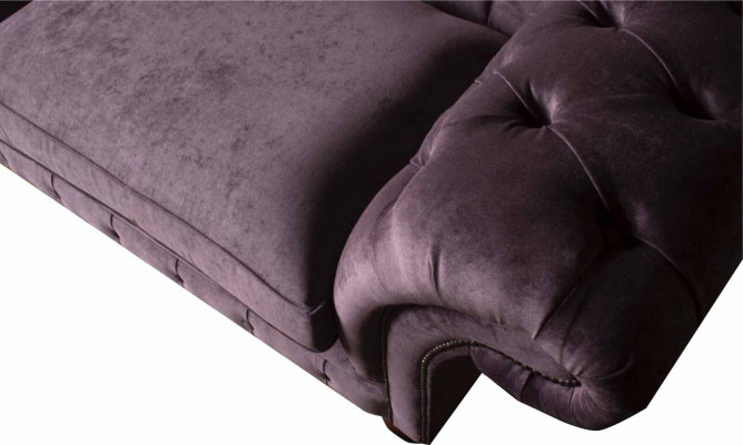 Chesterfield fialová pohovka 3místná obývací pokoj látková pohovka.