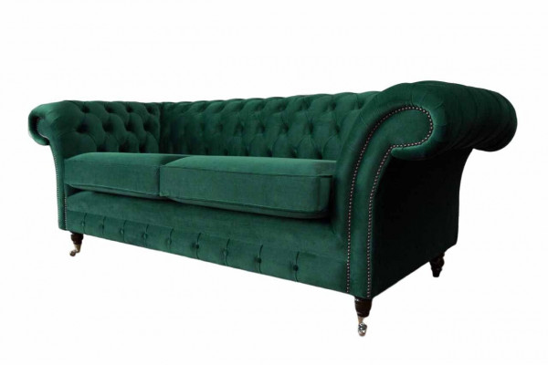 Chesterfield pohovka Sofa čalouněná 3místná pohovka Zelená nová