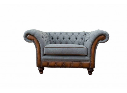 Křeslo Design Relax Textil Lounge Luxus Šedé čalounění Sitter Chesterfield