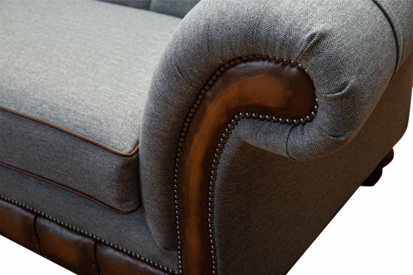 Křeslo Design Relax Textil Lounge Luxus Šedé čalounění Sitter Chesterfield