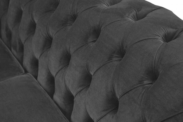 Design Chesterfield Sofa 3-sedadlová šedá pohovka potahové sedací soupravy obývací pokoje